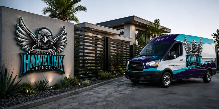 Hawklink service presence at a modern home with fencing