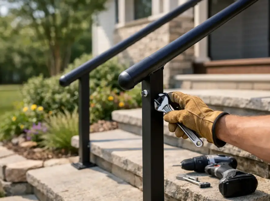 Outdoor Stair Handrail Installation Done Right